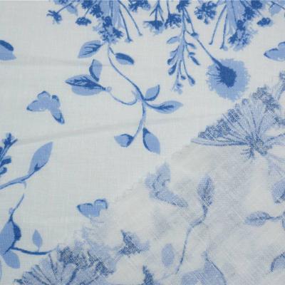 Printed cotton linen fabric with slub for casual apparel