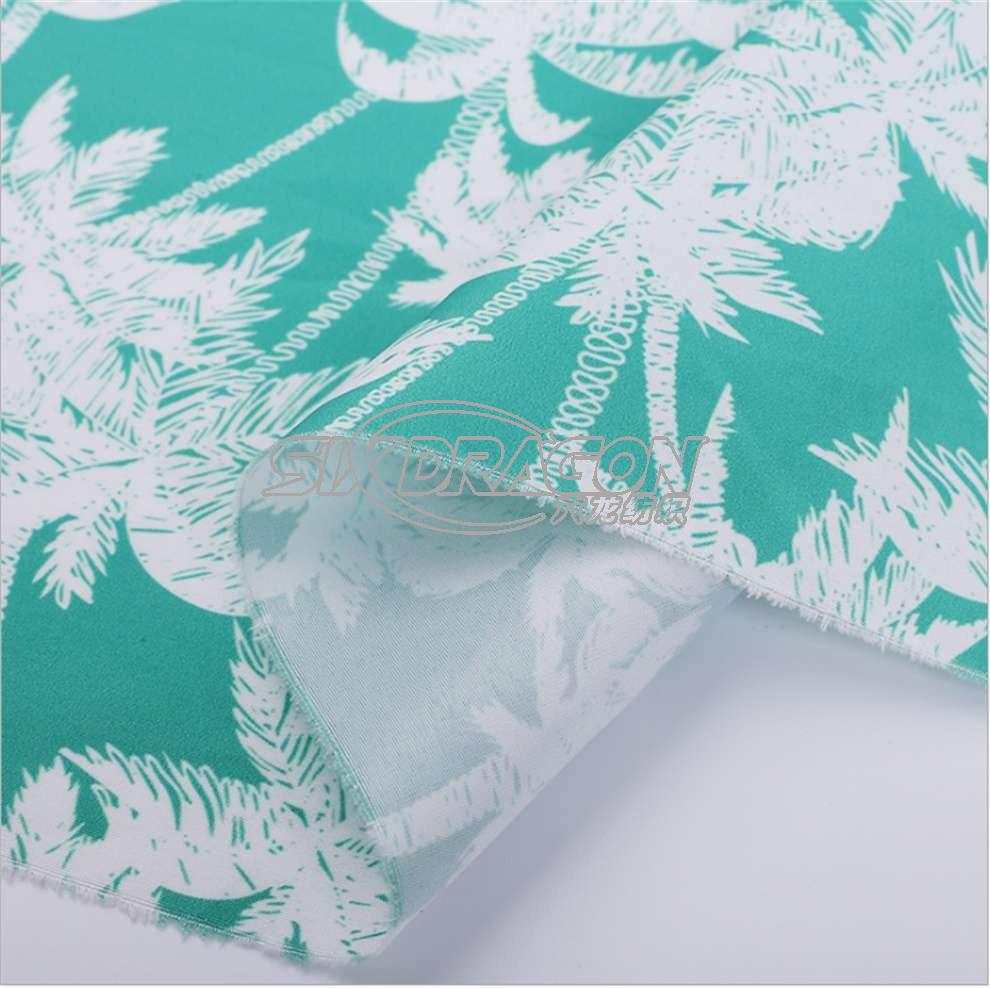 Printed polyester peach skin for beach pants