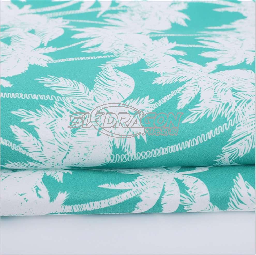 Printed polyester peach skin for beach pants